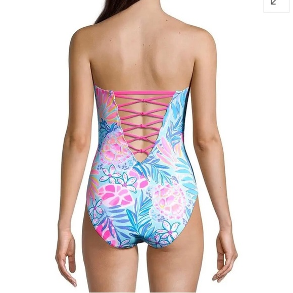 Lilly Pulitzer Jules One-Piece Swimsuit Seaglass Aqua Rainforest Size 2 NWT - Picture 3 of 10